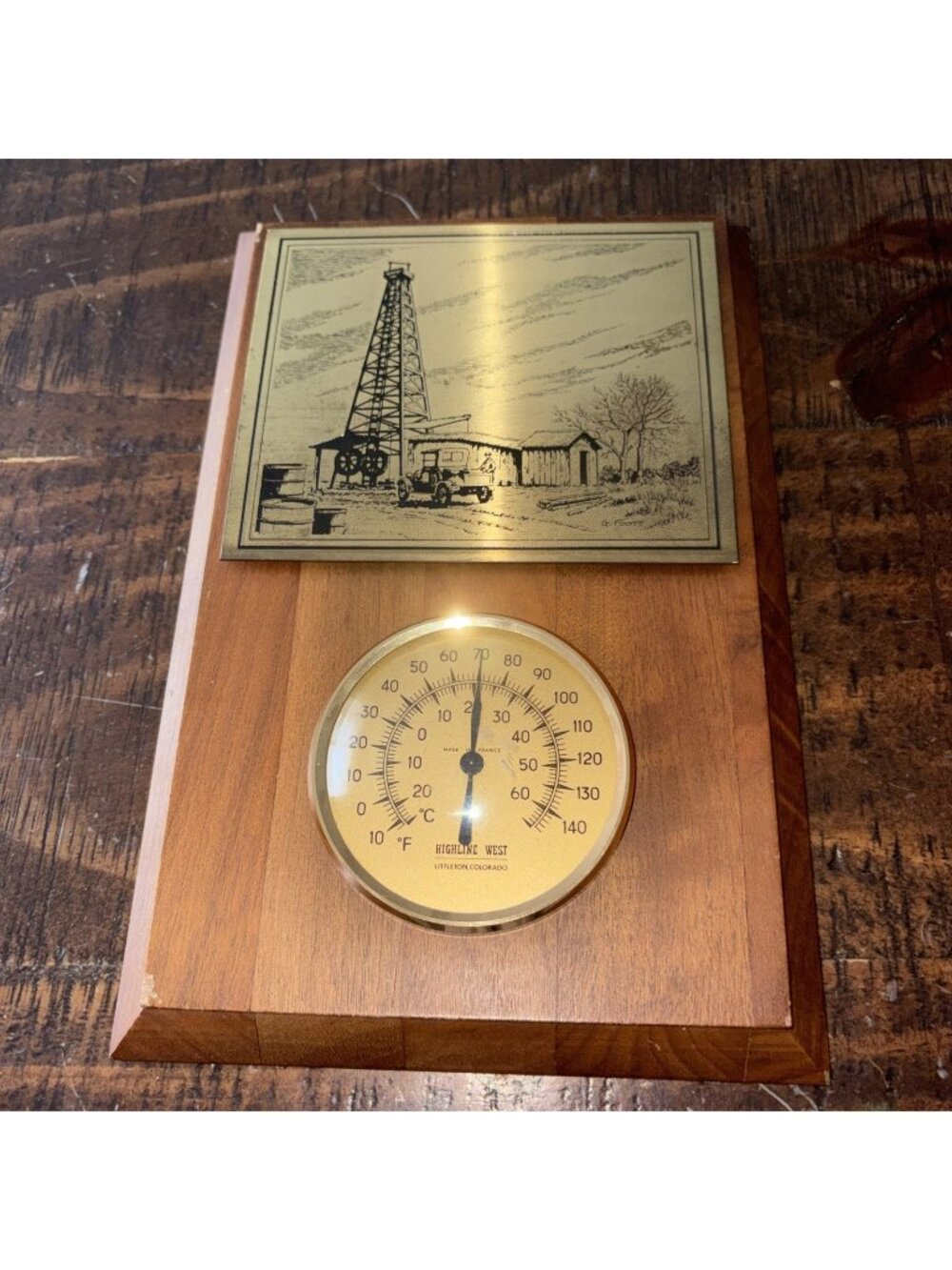 VTG Thermometer, "Highline West" Oil Well Thermometer & Barometer Made Colorado